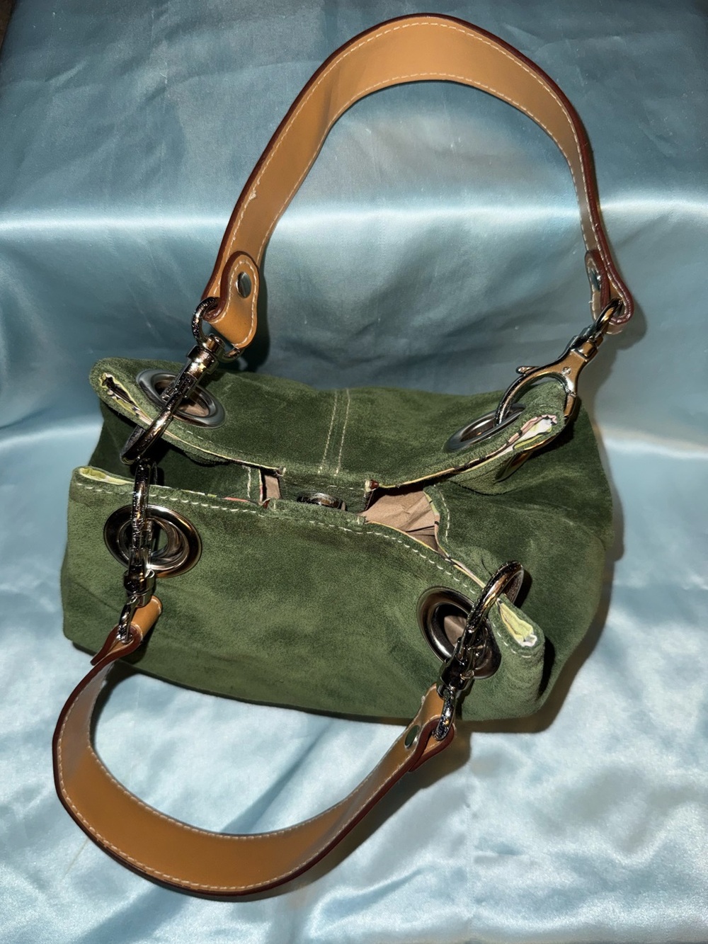 Vintage Green Suede Amanda Smith Purse - Picture 5 of 14